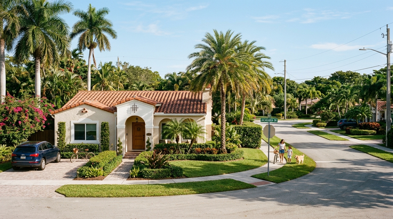 Barrio residencial con ambiente familiar en Hialeah y Miami Lakes