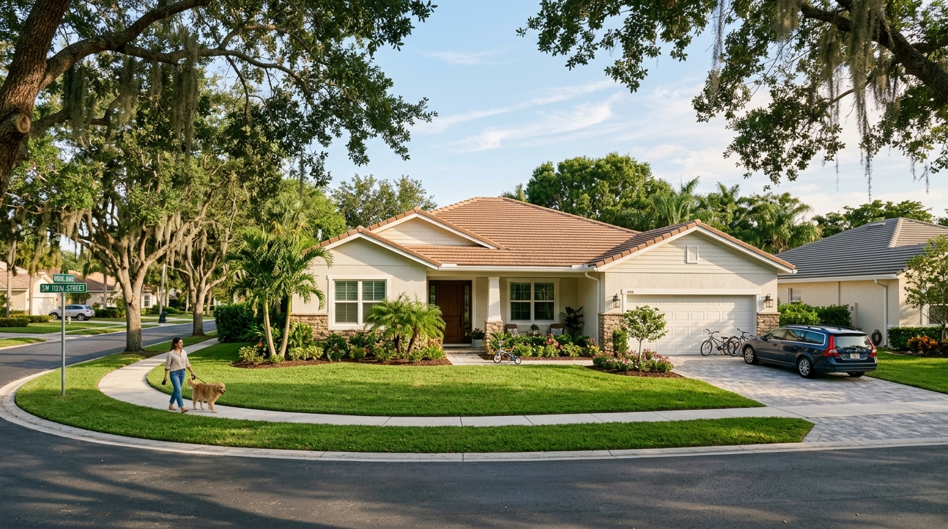 Casas unifamiliares con patio amplio y calles arboladas en Kendall