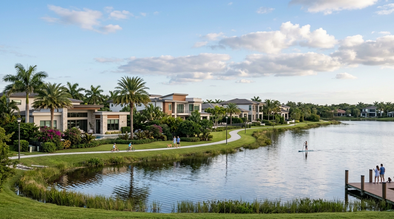Comunidad residencial suburbana con lago en Pembroke Pines, Broward